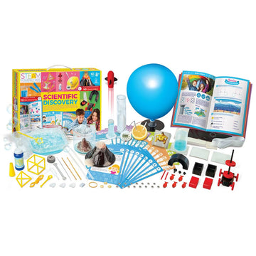 Scientific Discovery kit packaging with colorful design and images of children and science experiments.