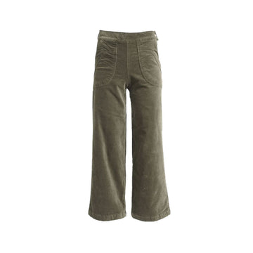 A pair of women's corduroy pants in khaki.