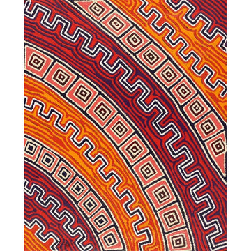 A painting by Gloria Napangardi Gill in shades of brown and orange.