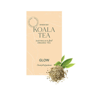 An apricot box with green writing and seeds and leaves in the bottom corner.