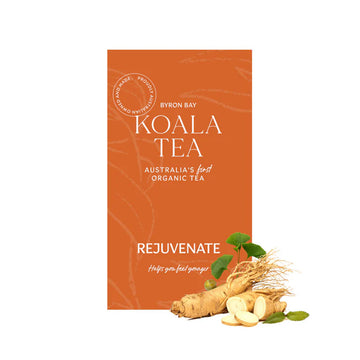 An Orange box with white writing and a vegetable root in the bottom right hand corner.