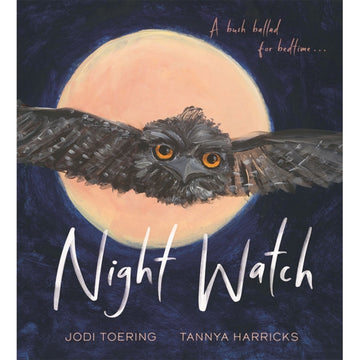 'Night Watch' book cover featuring an illuatrion of a black bird flying in front of the moon at night.
