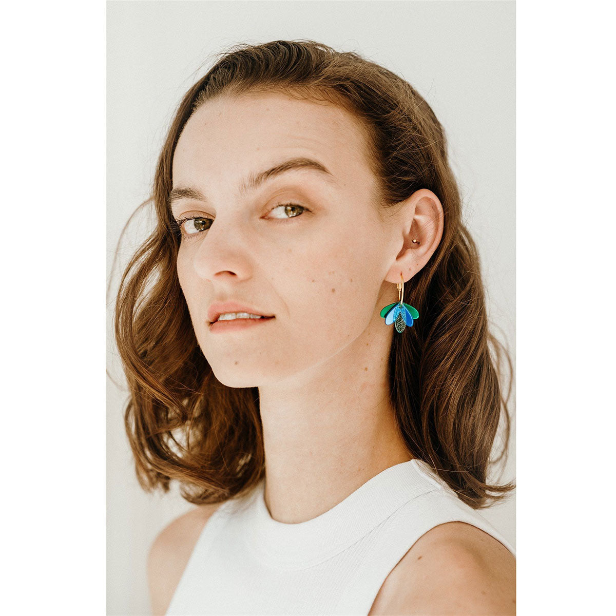 Green sales hanging earrings