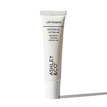 A small white tube filled with lip balm with the heading 'Lip Punch Intensive Lip Balm' in black.