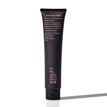 A black tube filled with hand cream with the heading 'Soothe Tube' followed by product information.