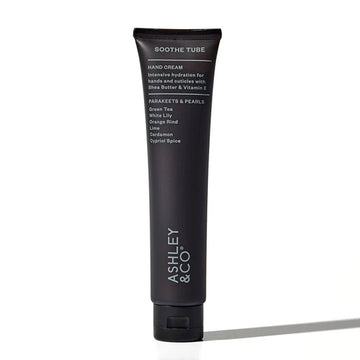A black tube filled with hand cream with the heading 'Soothe Tube' followed by product information.