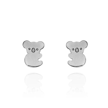 A pair of koala shaped stud earrings in silver.