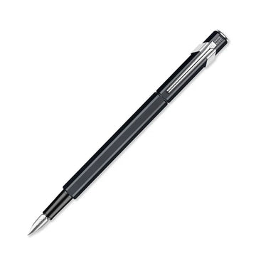 A fountain pen with a black exterior.