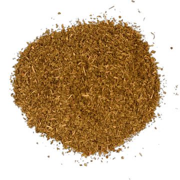 A light green tea box with dark green writing and mint leaves in the bottom right hand corner.