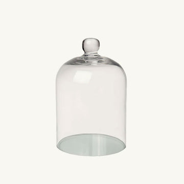 Clear glass dome designed to sit over a candle on a white background.