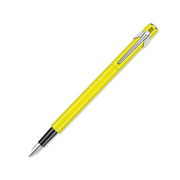 A fountain pen with a yellow exterior.