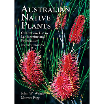 'Australian Native Plants' book cover featuring a close up photo of red flowers.