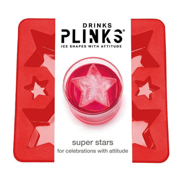 A silicone tray with star shaped moulds and a white information sleeve around it