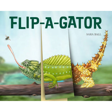 'Flip-A-Gator' book cover featuring a lizard made up of three different types of lizards by flipping the pages together.