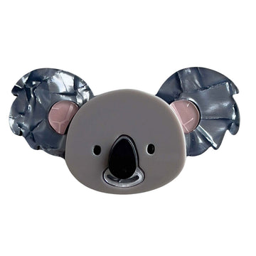 A resin brooch shaped like a koala head.