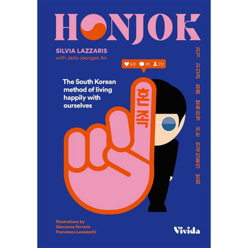 Book cover of 'Honjok' with a stylized illustration of a hand and text on a blue background.