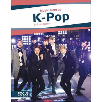 Book cover of 'K-Pop' by Trudy Becker featuring a group of young men on stage.