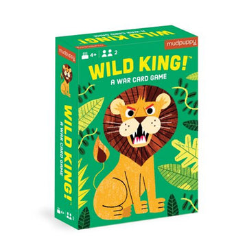 A card game box titled 'Wild King' with an illustration of a lion.