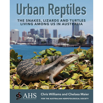 'Urban Reptiles' book cover featuring a photo of a lizard in a plant with the city and water in the background.