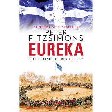 'Eureka' book cover featuring an illustration of people in a circle and in the middle the flying of the Eureka flag.
