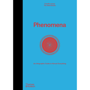 'Phenomena' book cover featuring a red circle design in the centre on a blue background.