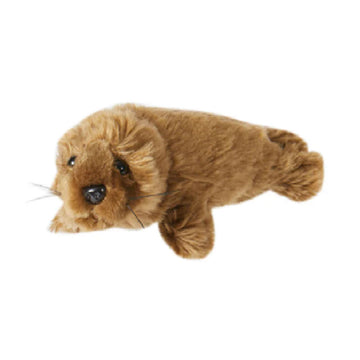 Plush toy seal on a white background.