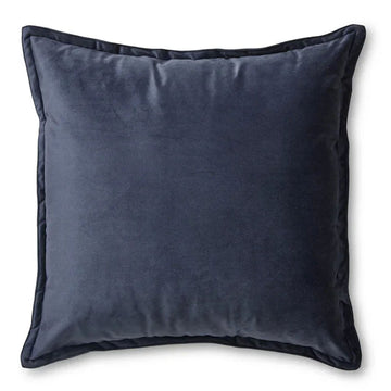 An image of a midnight blue velvet square cushion.