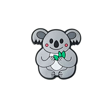 A koala shaped shoe charm made from PVC.
