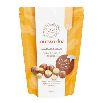 Packaging of Nutworks macadamias on a white background.