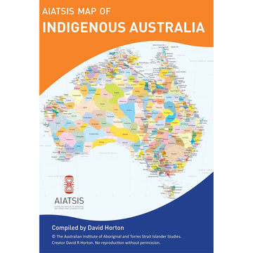 'AIATSIS Map of Indigenous Australia' front cover showing a map of Australia with different coloured sections.