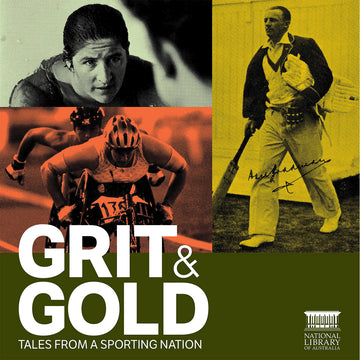 'Grit & Gold' book cover featuring three photos of sports people each with a different coloured filter over the top.
