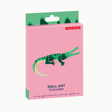 A 3D coloured cardboard model of a crocodile. 