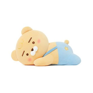 Cute plush toy bear with blue overalls on a white background.