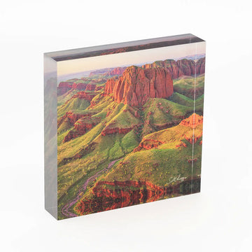 A square acrylic block printed with a photo of the Kimberley.