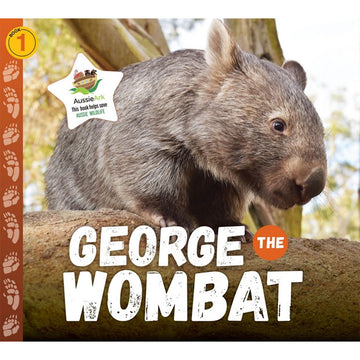 'George the Wombat' book cover featuring a close up photo of a wombat on a ledge.