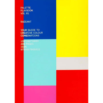 Colorful book cover with text about a 'Palette Playbook' on a white background.