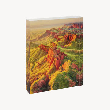 An acrylic desk block printed with a photo at the Kimberley.