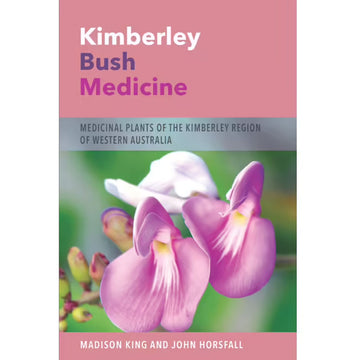 'Kimberley Bush Medicine' book cover featuring a close up photo of a purple flower.