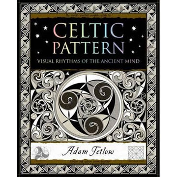 'Celtic Pattern' book cover featuring black, white and grey celtic patterns.