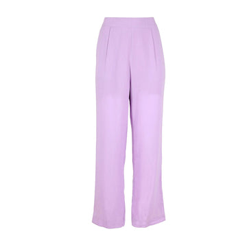 Front view of pair of pants in lilac linen.