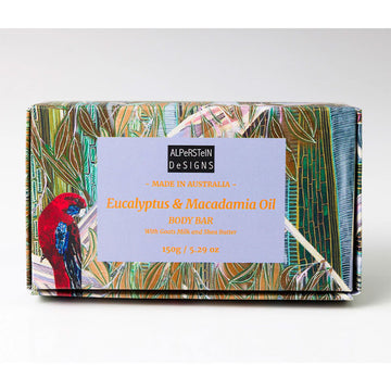 Body bar with colorful packaging and a label on a white background.