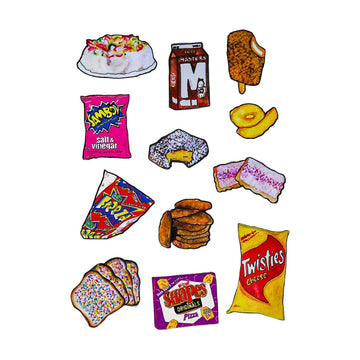 A sticker sheet with illustrations of Australian snack foods.