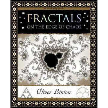 'Fractals On the Edge of Chaos' book cover featuring a black and white illustration of an organism. 
