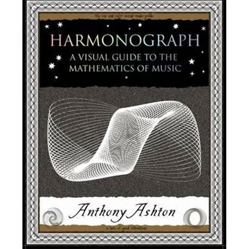'Harmonograph' book cover featuring a black and white line drawing of music waves in an infinity shape.