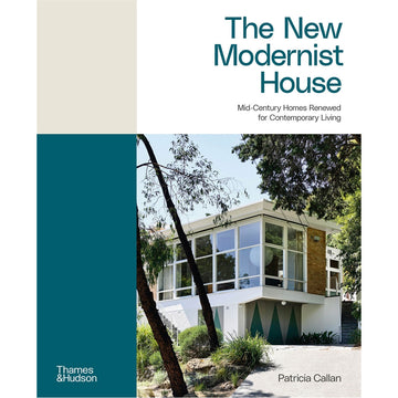Book cover of 'The New Modernist House' with a modern house and trees on a white background.