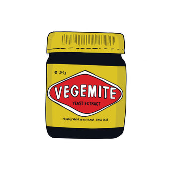 A magnet shaped like a jar of vegemite.