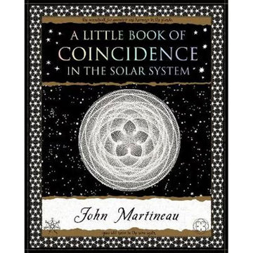 A Little Book of Coincidence In the Solar System' book cover featuring a black and white drawing of a round object with a flower like design in the middle.
