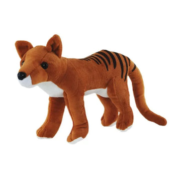 A plush toy shaped like a Tasmanian tiger.
