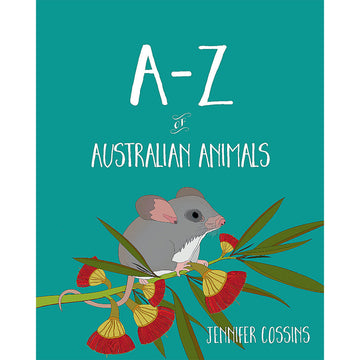 Book cover of 'A-Z of Australian Animals' with a bilby illustration on a teal background.