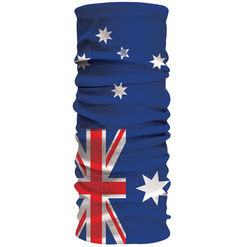A tubular fabric printed with the Australian flag.